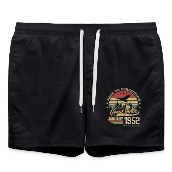72 years Old Aged to Perfection born: January 1952 - Swim Trunks - black - Front - AI Model Male 185 light (185cm)