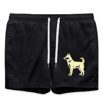 Silhouette de chien husky - Short de bain - noir - Devant - AI Model Male 185 light (185cm)