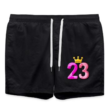 23 Number Jersey Crown - Swim Trunks - black - Front - AI Model Male 185 light (185cm)