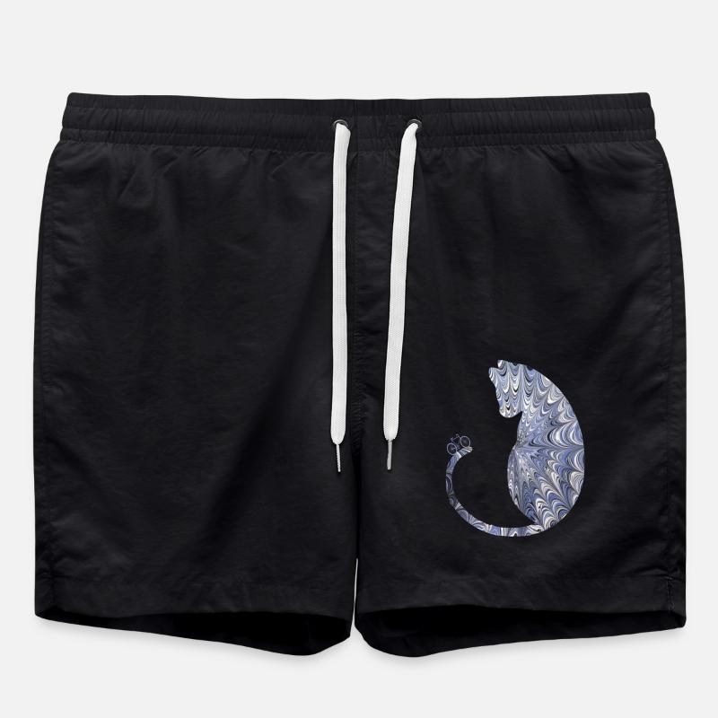 cat with bicycle ebru 44 - Swim Trunks - black