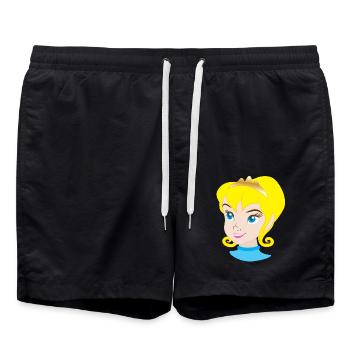 Hübsche blonde Prinzessin in der königlichen Krone - Badeshorts - Schwarz - Vorne - AI Model Male 185 light (185cm)