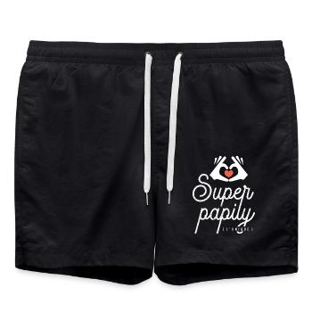 super papily l'unique cadeau papy grand-père - Short de bain - noir - Devant - AI Model Male 185 light (185cm)
