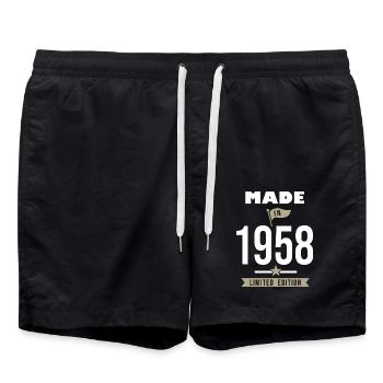 MADE IN 1958 Geburtstagsgeschenk 63 Jahre - Badeshorts - Schwarz - Vorne - AI Model Male 185 light (185cm)