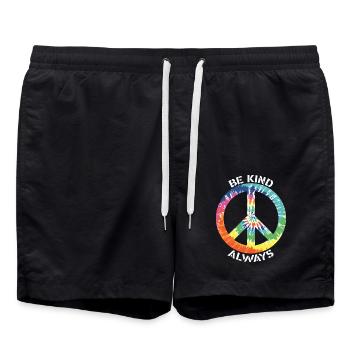 Soyez toujours amical batik coloré symbole de la paix - Short de bain - noir - Devant - AI Model Male 185 light (185cm)