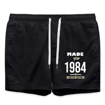 MADE IN 1984 Born in 1984 Anniversary - Swim Trunks - black - Front - AI Model Male 185 light (185cm)