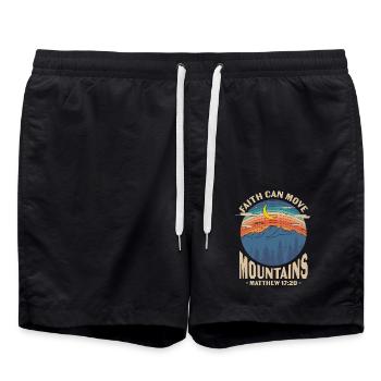 Faith Can Move Mountains Bible Quote - Swim Trunks - black - Front - AI Model Male 185 light (185cm)