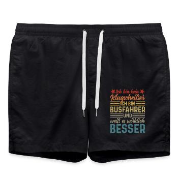 kein Klugscheißer lustige Sprüche Busfahrer - Badeshorts - Schwarz - Vorne - AI Model Male 185 light (185cm)
