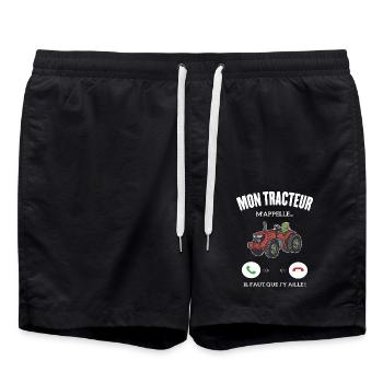Mon Tracteur M'appelle Il Faut Que J'y Aille - Short de bain - noir - Devant - AI Model Male 185 light (185cm)
