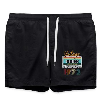 Vintage Kassette 50th Anniversary 1972 Geschenk - Badeshorts - Schwarz - Vorne - AI Model Male 185 light (185cm)