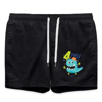 j'ai 4 ans Cadeau anniversaire 4 ans dinosaure - Short de bain - noir - Devant - AI Model Male 185 light (185cm)