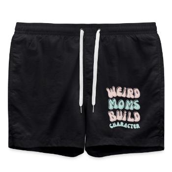 Weird moms build character lustiger Mama Spruch - Badeshorts - Schwarz - Vorne - AI Model Male 185 light (185cm)
