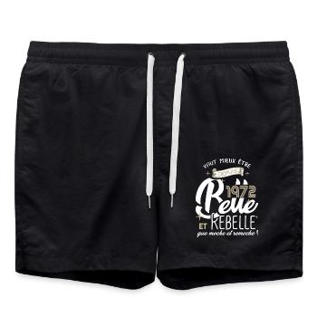 anniversaire 52 ans fille belle et rebelle 1972 - Short de bain - noir - Devant - AI Model Male 185 light (185cm)