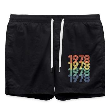 Cool Retro 1978, 44 Jahre alt, Geschenk zum 44. Geburtstag - Badeshorts - Schwarz - Vorne - AI Model Male 185 light (185cm)