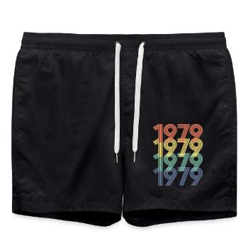1979 Jahrgang 45. Geburtstag Männer Frauen 45 Jahre alt - Badeshorts - Schwarz - Vorne - AI Model Male 185 light (185cm)
