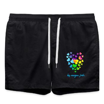 Herzen bunte Herzen Herzen Haufen - Badeshorts - Schwarz - Vorne - AI Model Male 185 light (185cm)