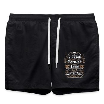 Vintage Dezember 1963, Retro Geburtstagsgeschenk - Badeshorts - Schwarz - Vorne - AI Model Male 185 light (185cm)