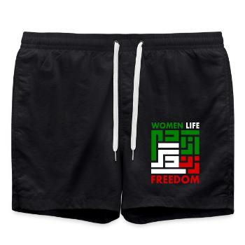 women life freedom Zan zendegi azadi - Badeshorts - Schwarz - Vorne - AI Model Male 185 light (185cm)