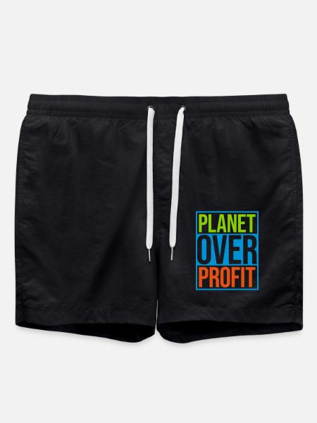 planet over profit quote - Swim Trunks - black