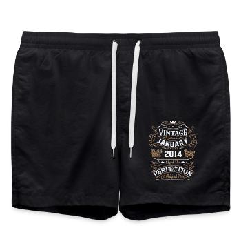 Vintage Janvier 2014, Rétro Cadeau D'anniversaire - Short de bain - noir - Devant - AI Model Male 185 light (185cm)