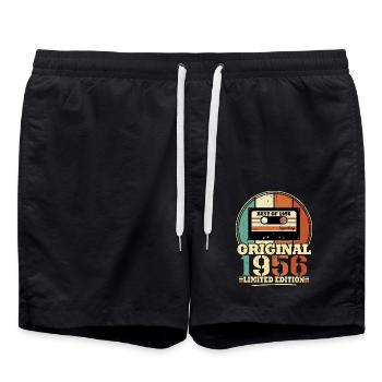 Original 1956 Retro Vintage Geburtstagsgeschenk - Badeshorts - Schwarz - Vorne - AI Model Male 185 light (185cm)