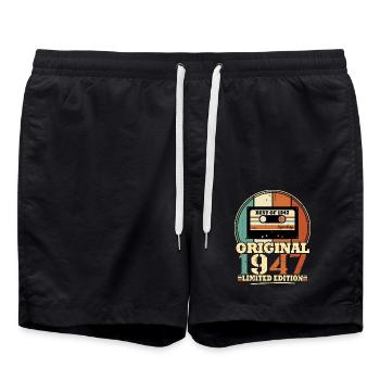 Original 1947 Retro Vintage Birthday Gift - Swim Trunks - black - Front - AI Model Male 185 light (185cm)