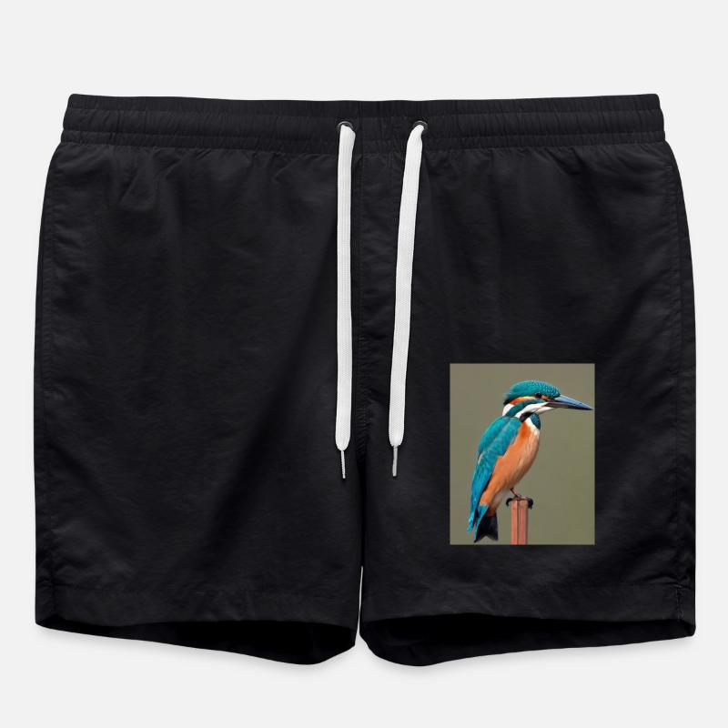 kingfisher on the branch - Swim Trunks - black