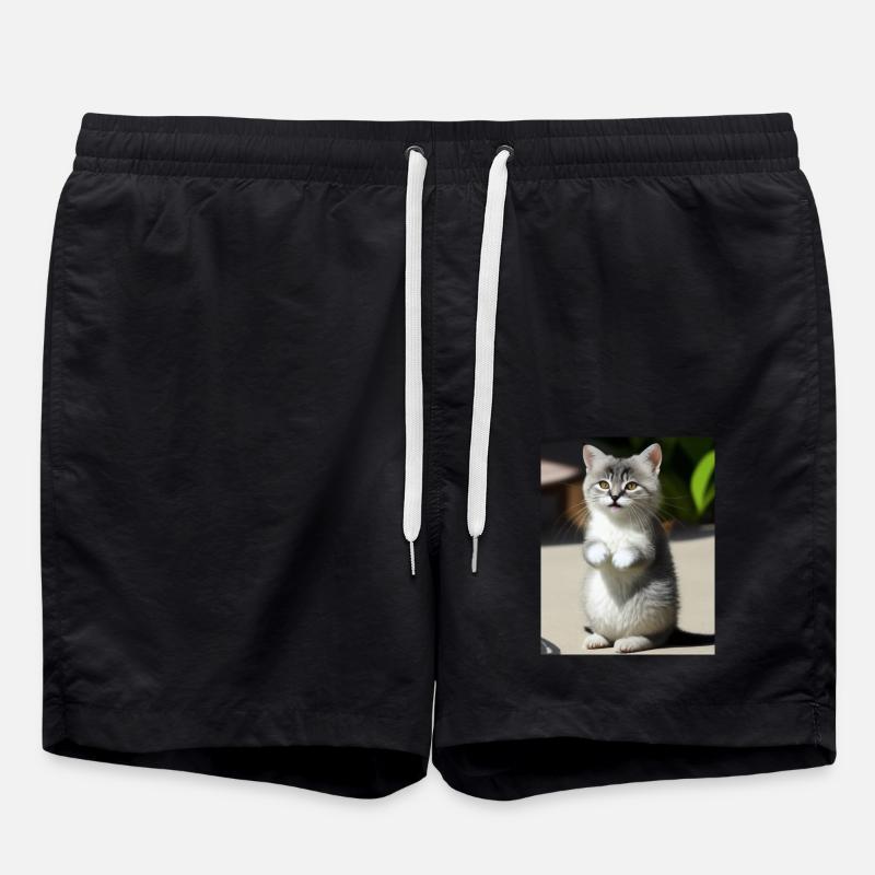 Chat persan blanc - Short de bain - noir