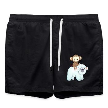 Monkey chevauche l’ours polaire ours polaire - Short de bain - noir - Devant - AI Model Male 185 light (185cm)