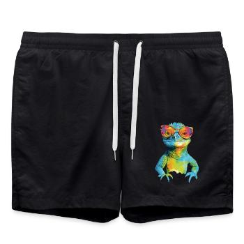 Geck die Brillenechse - Badeshorts - Schwarz - Vorne - AI Model Male 185 light (185cm)