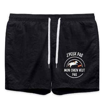 Humour chien - Short de bain - noir - Devant - AI Model Male 185 light (185cm)