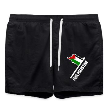 Free palestine - Short de bain - noir - Devant - AI Model Male 185 light (185cm)
