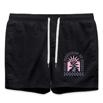 Make Memories At Sunset Retro Sonnenuntergang - Badeshorts - Schwarz - Vorne - AI Model Male 185 light (185cm)