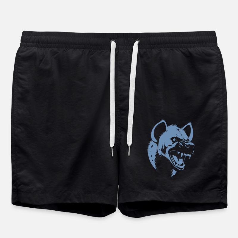 Minimalistische Hyäne Silhouette Brüllend - Badeshorts - Schwarz