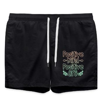 Positive Mind 🍀 - Swim Trunks - black - Front - AI Model Male 185 light (185cm)