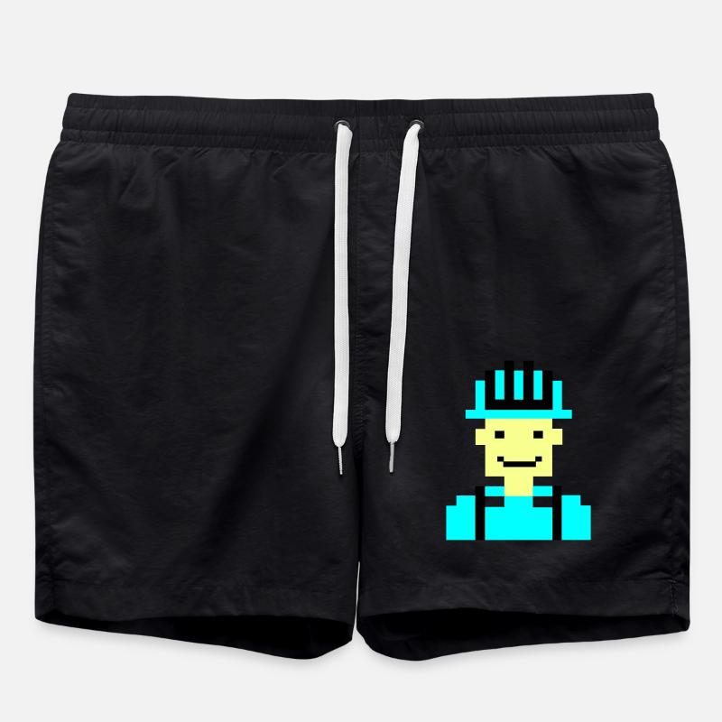 Construction Worker Pixel 01 - Swim Trunks - black