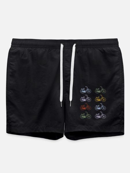 Retro Bicycles Hand Painted - Swim Trunks - black