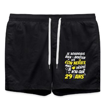 connerie 29 ans / cadeau 29 ans / t-shirt 29 ans - Short de bain - noir - Devant - AI Model Male 185 light (185cm)