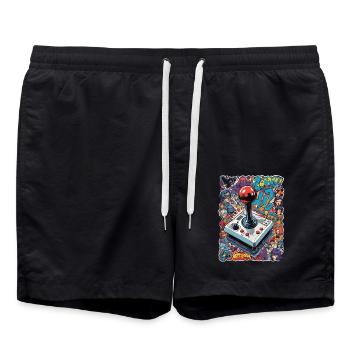 Retro Gamer Joystick / Controller Console Games - Swim Trunks - black - Front - AI Model Male 185 light (185cm)