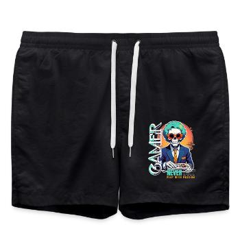 Retro Gamer Skelett mit Controller Konsolenspiele - Badeshorts - Schwarz - Vorne - AI Model Male 185 light (185cm)