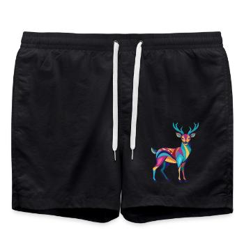 Reh - Bunt und lebhaft - Badeshorts - Schwarz - Vorne - AI Model Male 185 light (185cm)