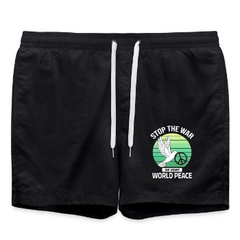 Stop the War - we want World Peace - Badeshorts - Schwarz - Vorne - AI Model Male 185 light (185cm)