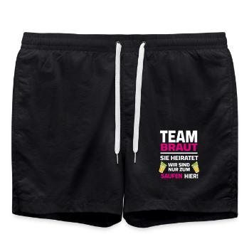 Team Bride - Elle va se marier, on est là pour boire - Short de bain - noir - Devant - AI Model Male 185 light (185cm)