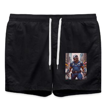 Dinos vivant Aujourd’hui policier dans une grande ville - Short de bain - noir - Devant - AI Model Male 185 light (185cm)
