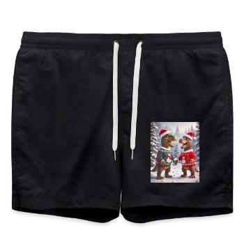 Dinosaurier hässlicher Weihnachtspullover Winter Weihnachten - Badeshorts - Schwarz - Vorne - AI Model Male 185 light (185cm)