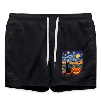 Halloween Gift Women Cat Men Kids Decoration - Swim Trunks - black - Front - AI Model Male 185 light (185cm)