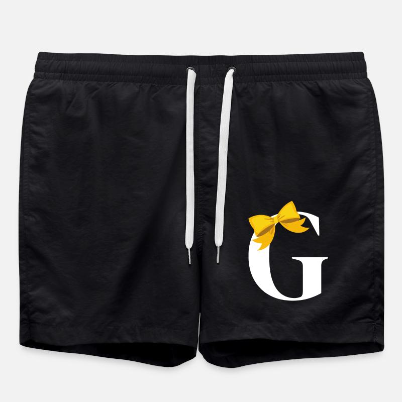 Letter G yellow bow - Swim Trunks - black