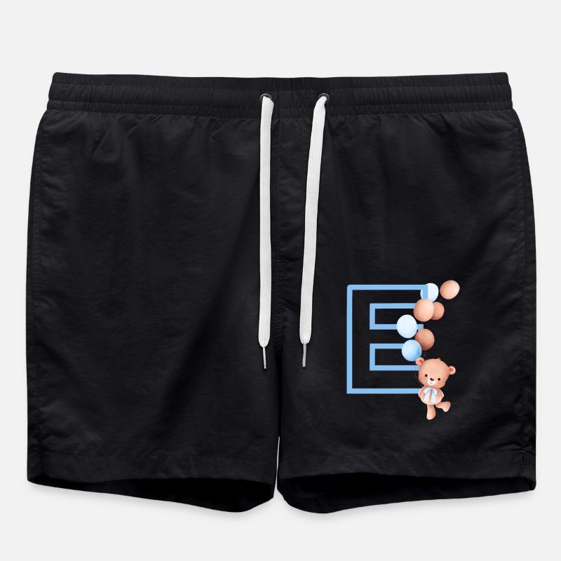 Lettre e bleue ours - Short de bain - noir