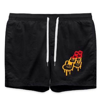 Heavy Metal Hard Rock Graffiti Hörner Handgeste - Badeshorts - Schwarz - Vorne - AI Model Male 185 light (185cm)