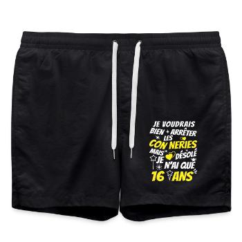 connerie 16 ans / idée cadeau ado / 16 ans - Short de bain - noir - Devant - AI Model Male 185 light (185cm)