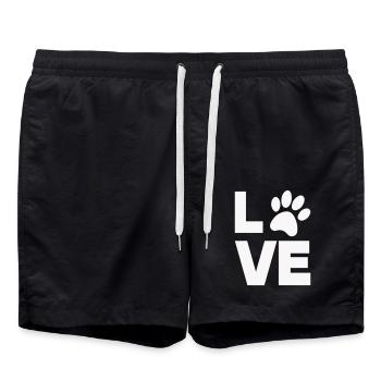 paw love love animal - Swim Trunks - black - Front - AI Model Male 185 light (185cm)